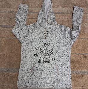 Cow & Heart Print Hoodie - White & Green